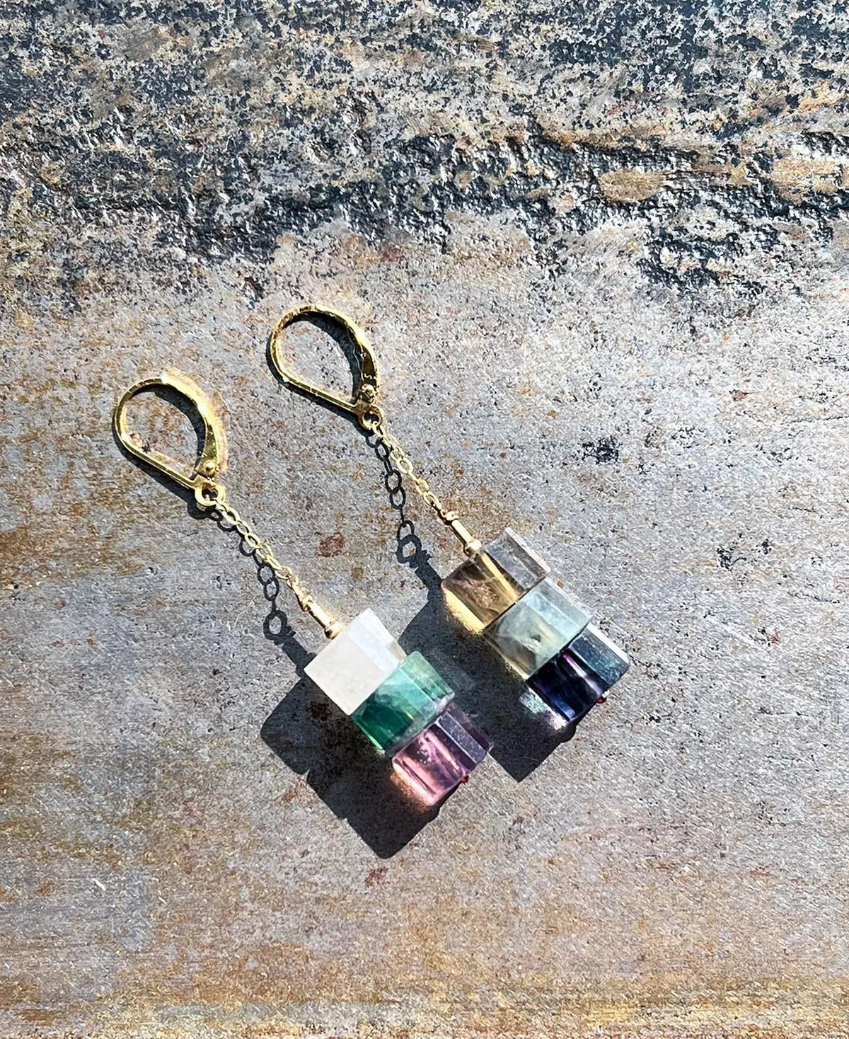 ELLA Faceted Fluorite Rainbow Yielding Jeweled Earrings