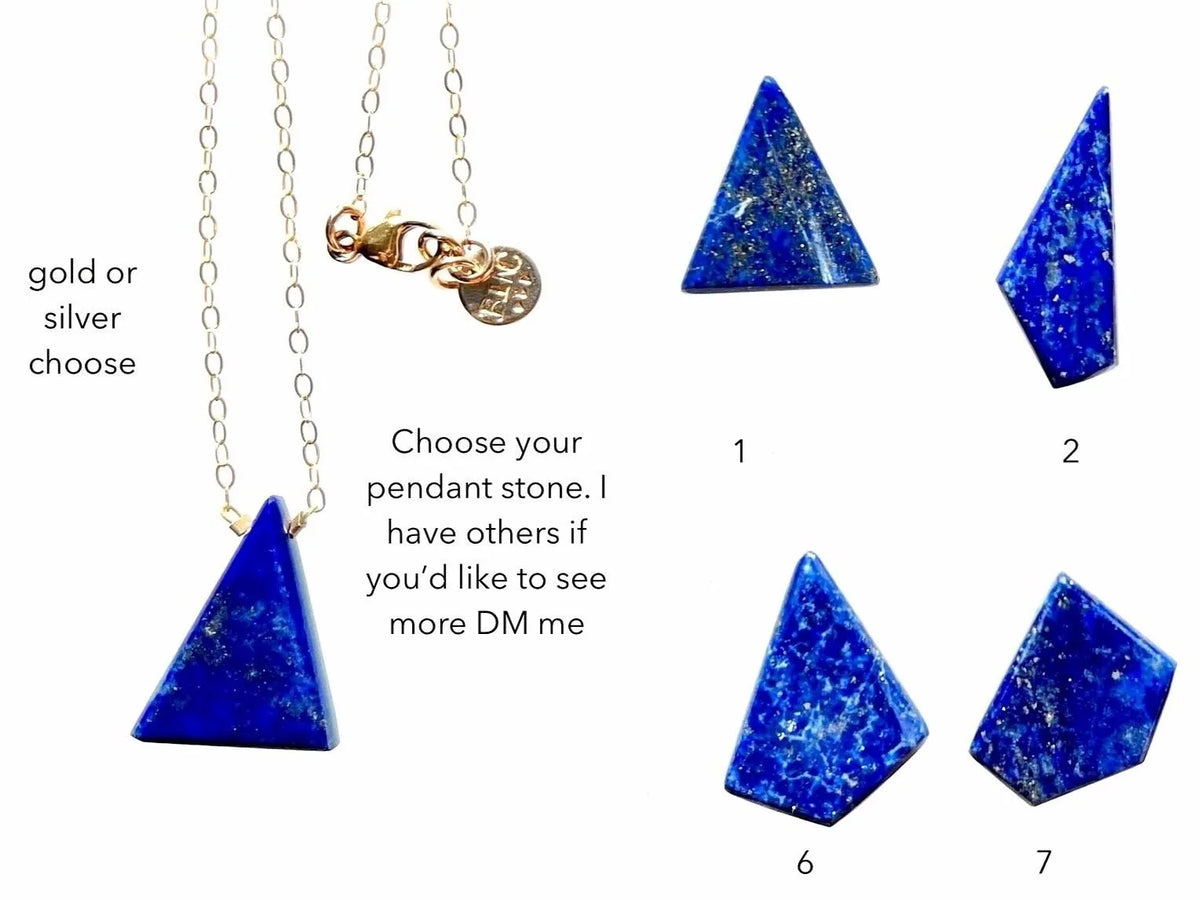 EMMA Lapis Pendant Necklace Gold or Silver Chain Love Resort Vibes