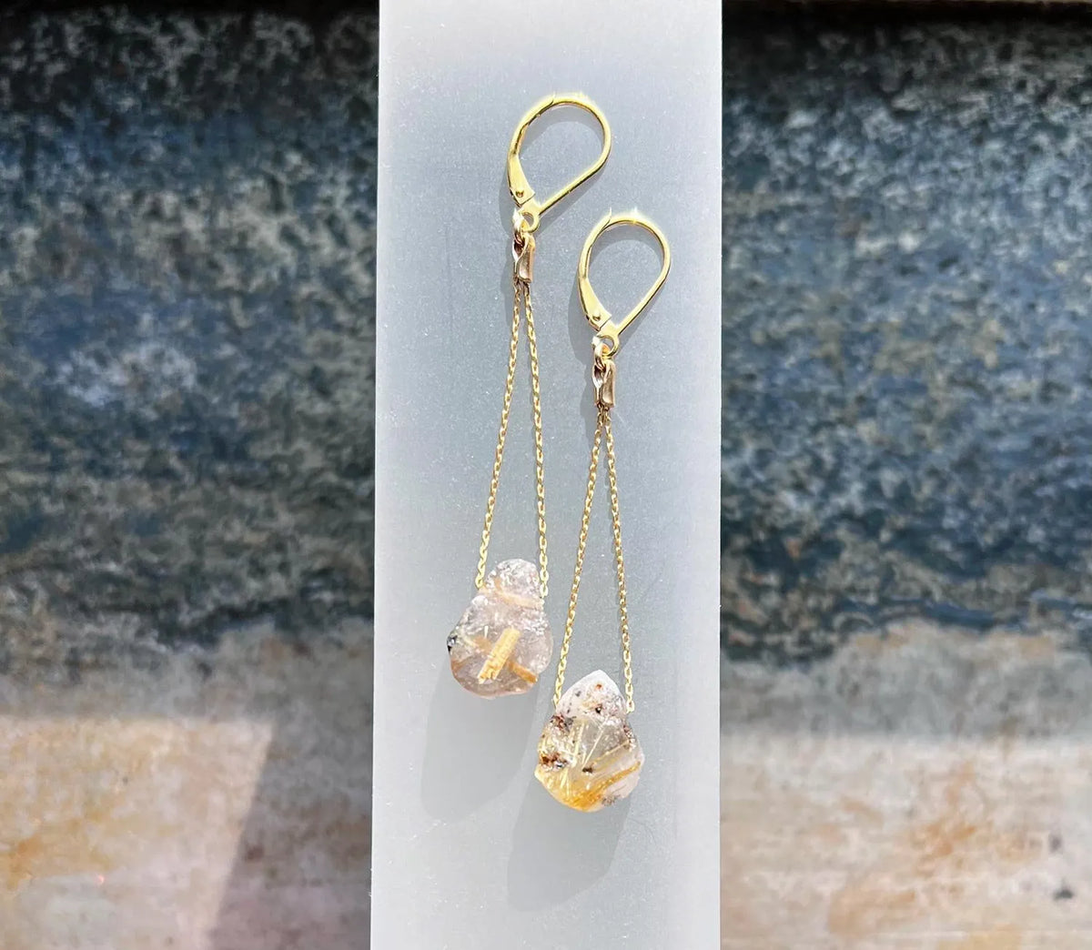 ENID Earrings Rare Green Kyanite Or Deeply Complex Rutilated Quartz