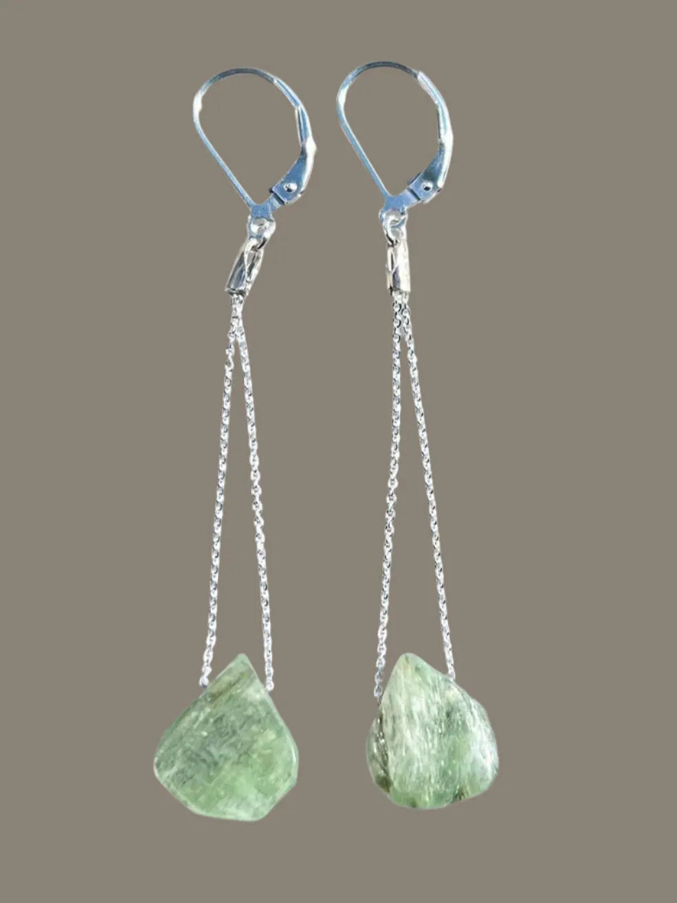 ENID Earrings Rare Green Kyanite Or Deeply Complex Rutilated Quartz