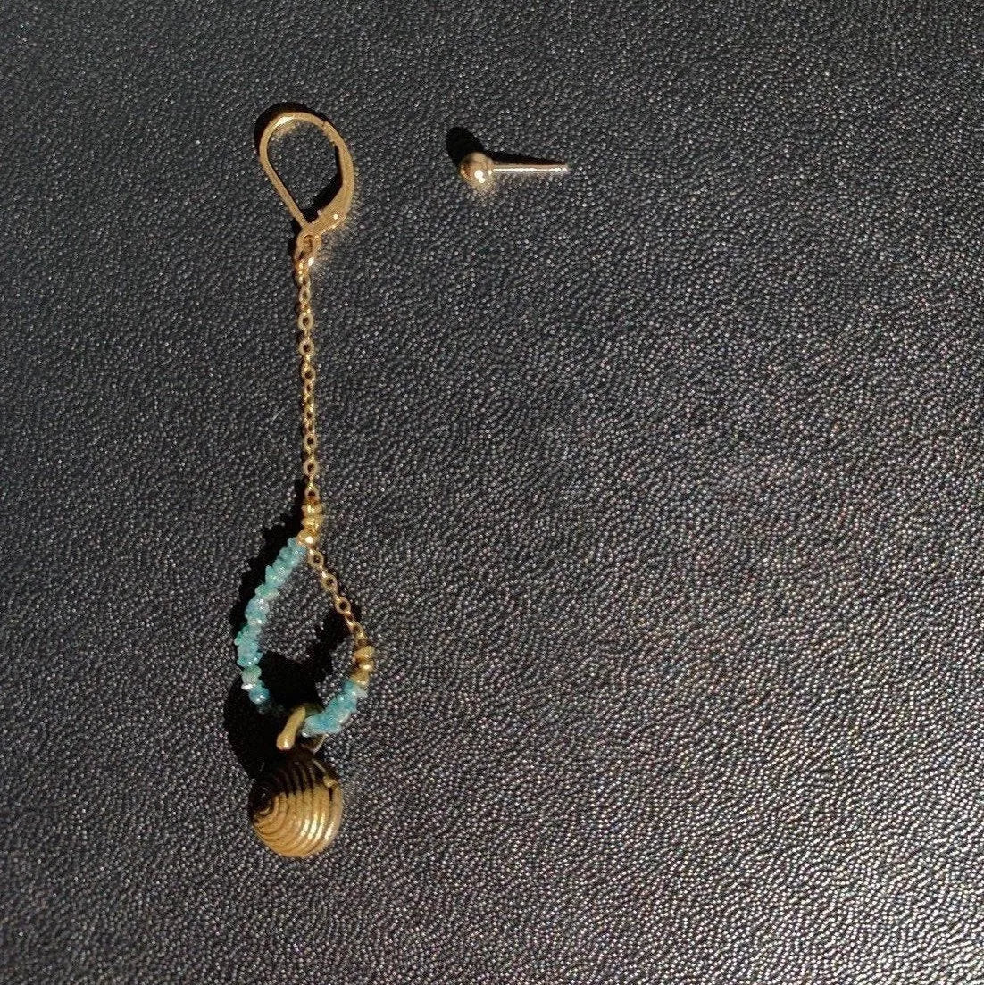 EPIPHANY Blue Diamonds Asymmetrical Earring Set Brass Tribal Bell