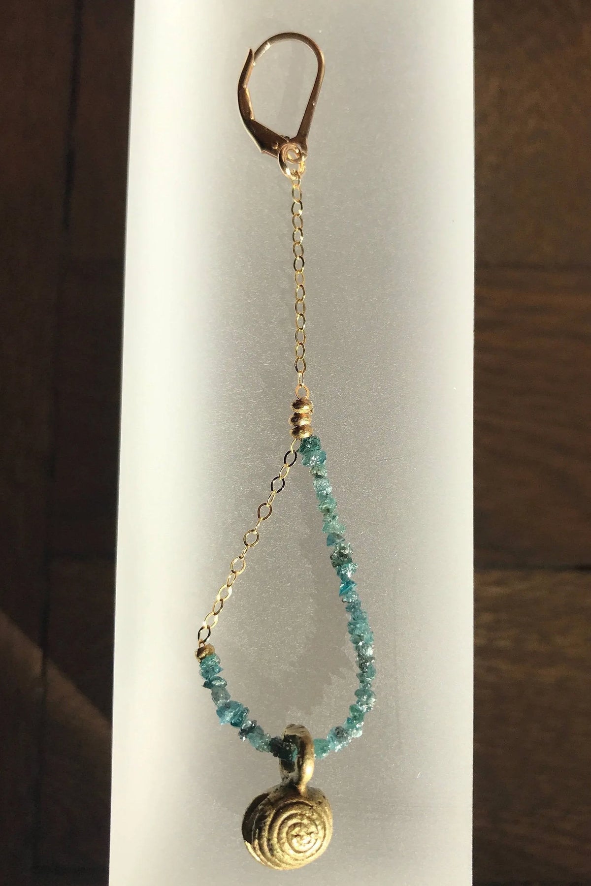 EPIPHANY Blue Diamonds Asymmetrical Earring Set Brass Tribal Bell