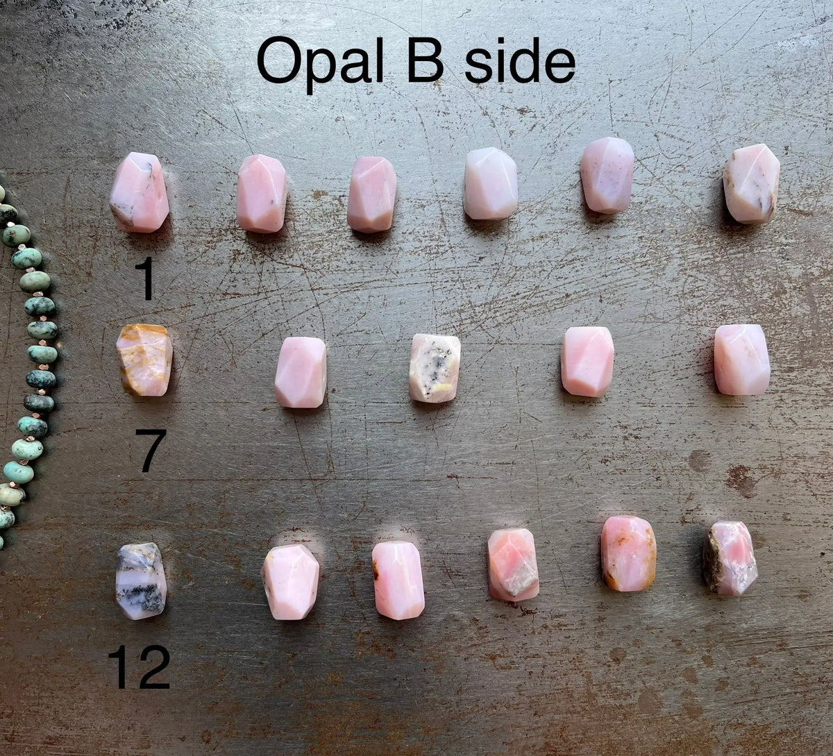 ETHEL Necklace Pink Opal Pendant African Turquoise