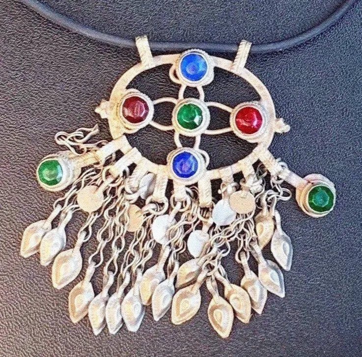 EVEREST Necklace Rare Tribal Pendant Paisley Bell Charm Tassels