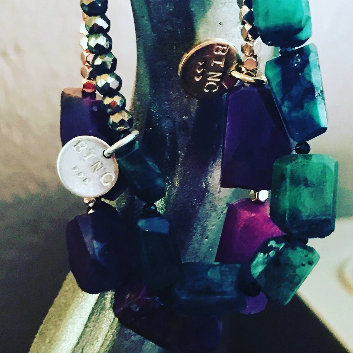 FALCON Emerald Pyrite Bracelet Healing Gemstones Bohemian Chic