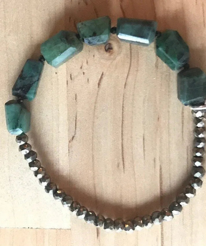 FALCON Emerald Pyrite Bracelet Healing Gemstones Bohemian Chic