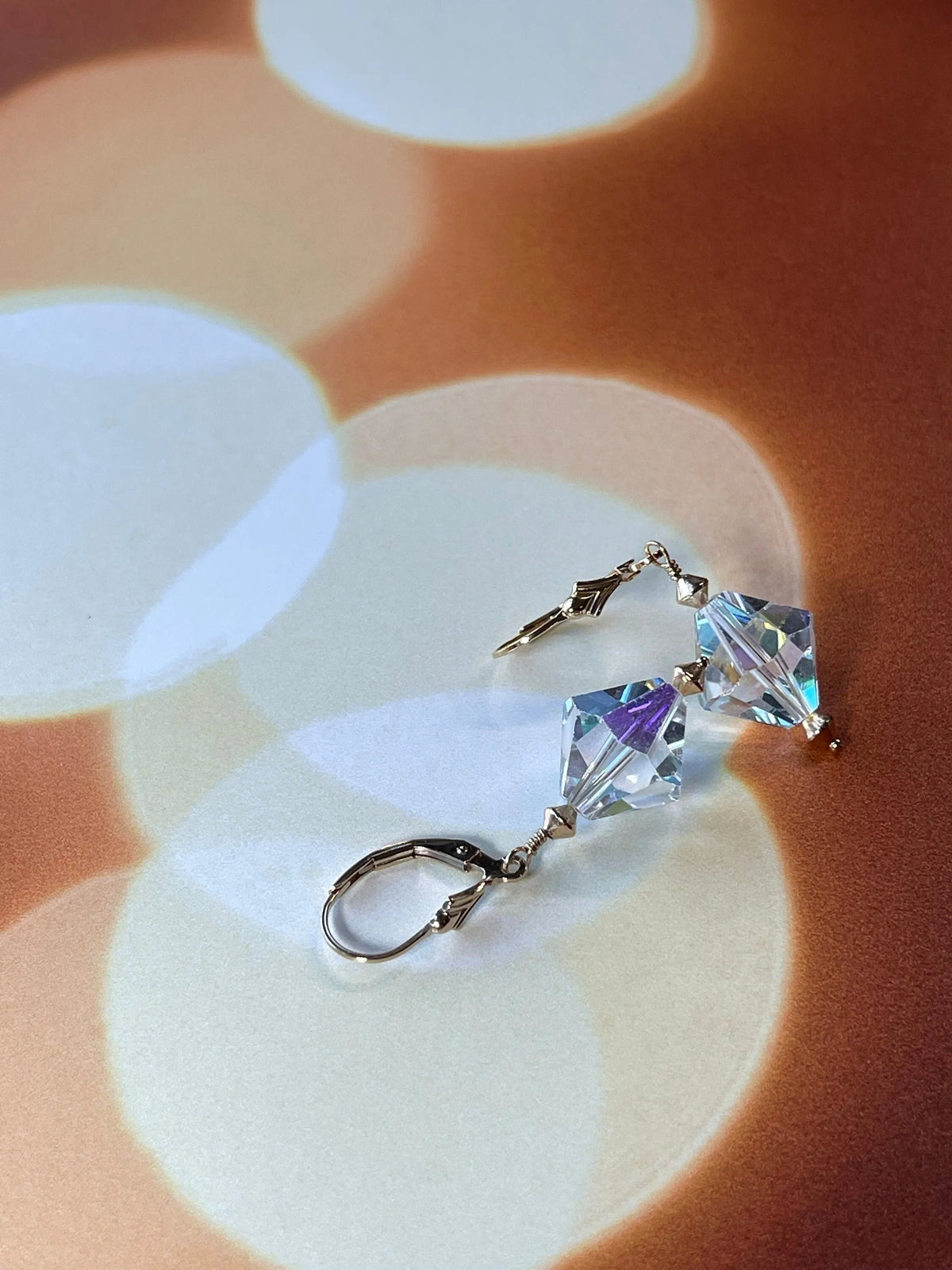 FIONA Earrings Antique Swarovski Crystal Petite Rose Quartz Beads Gift