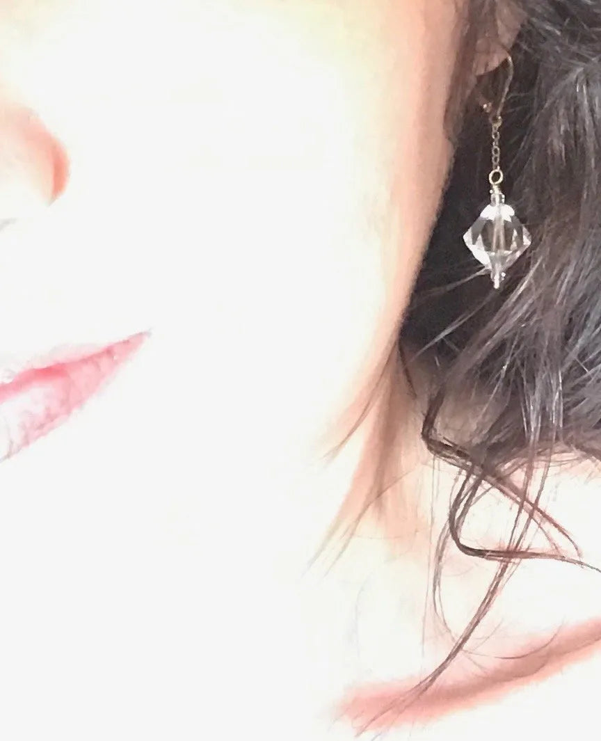 FIONA Earrings Antique Swarovski Crystal Petite Rose Quartz Beads Gift