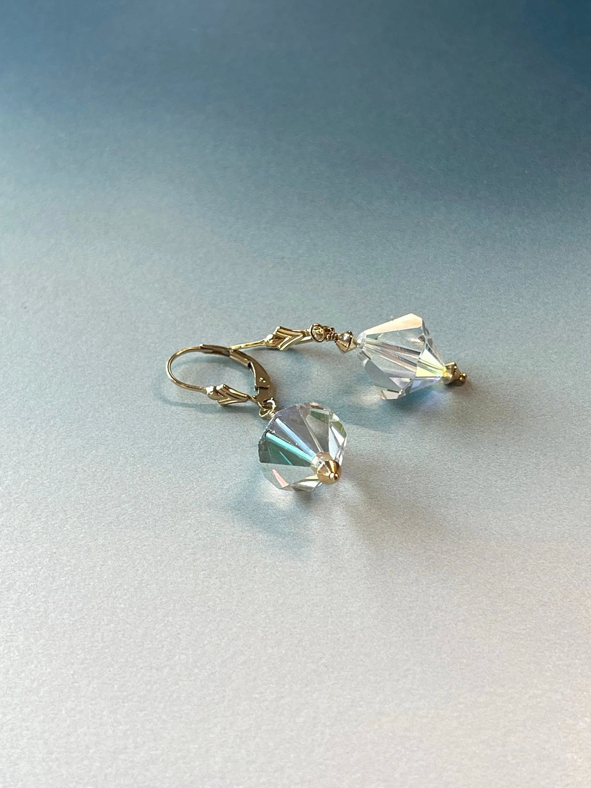 FIONA Earrings Antique Swarovski Crystal Petite Rose Quartz Beads Gift