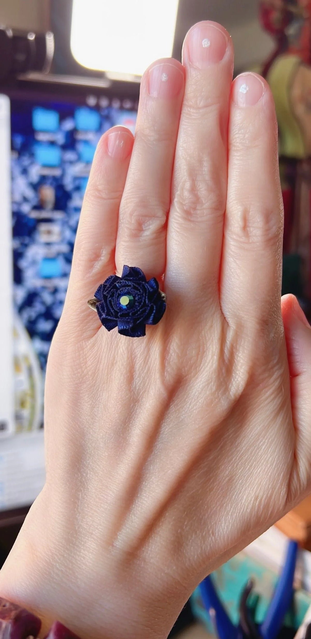 FLOWER CHILD Toe Or Finger Ribbon Ring Swarovski Crystals