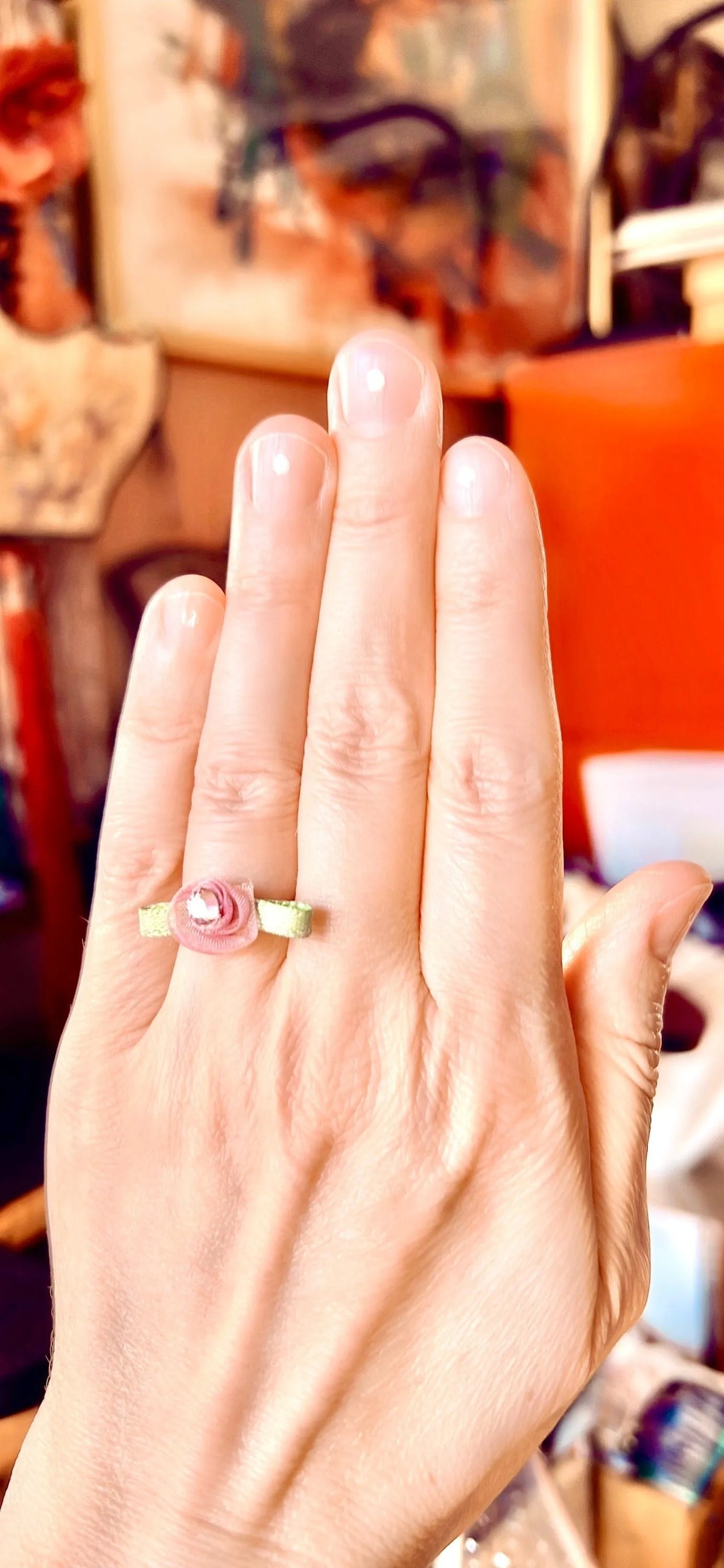 FLOWER CHILD Toe Or Finger Ribbon Ring Swarovski Crystals