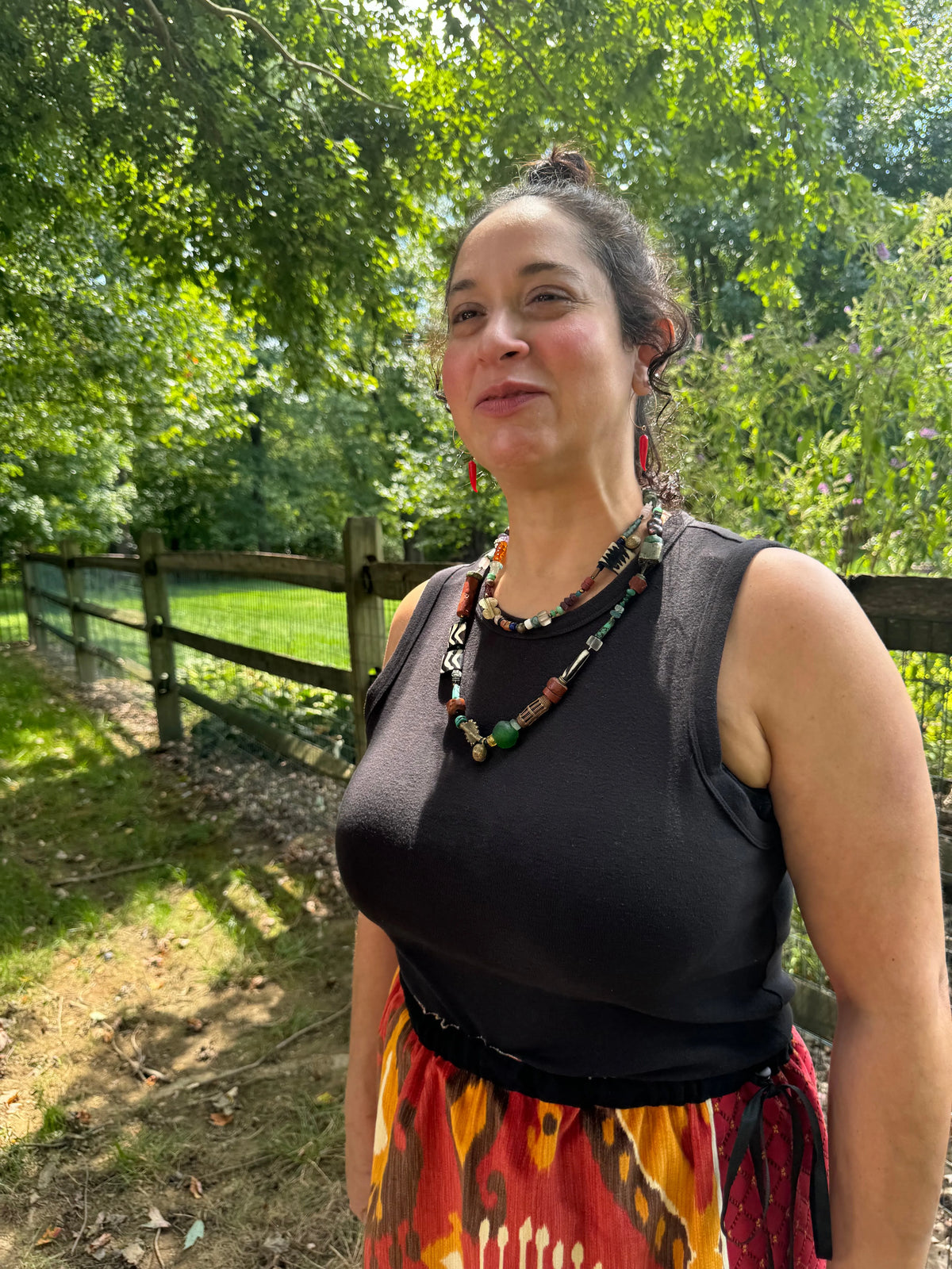 FRUIT HOOPS Earrings 14K Gold Repurposed Glass Charms 1940-70's