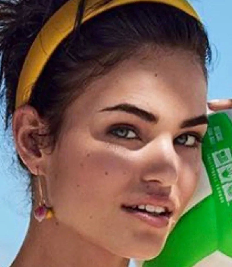 FRUIT HOOPS Earrings 14K Gold Repurposed Glass Charms 1940-70's