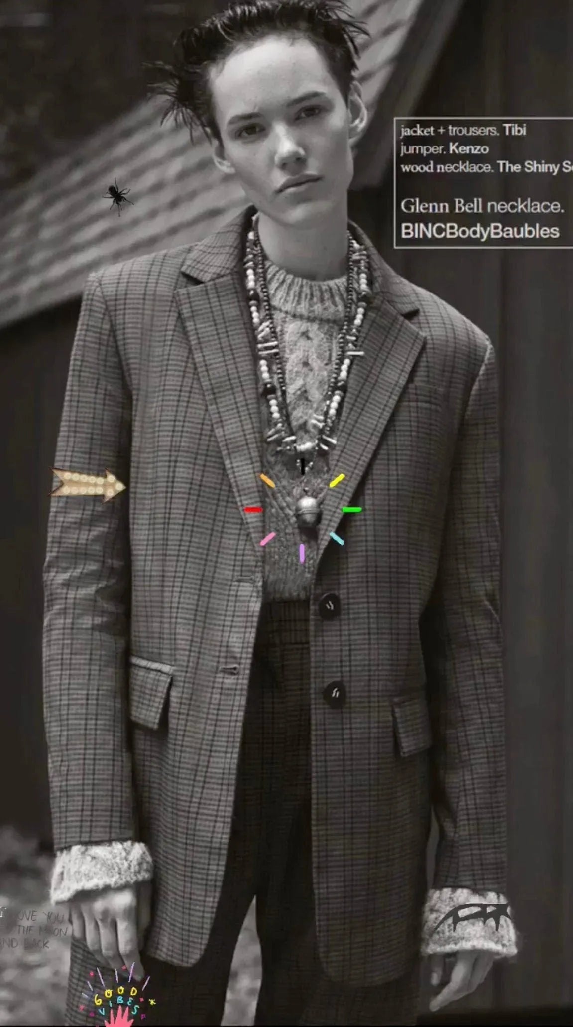 GLENN Necklace Repurposed Antique Kuchi Bell Charm Gems Crystals