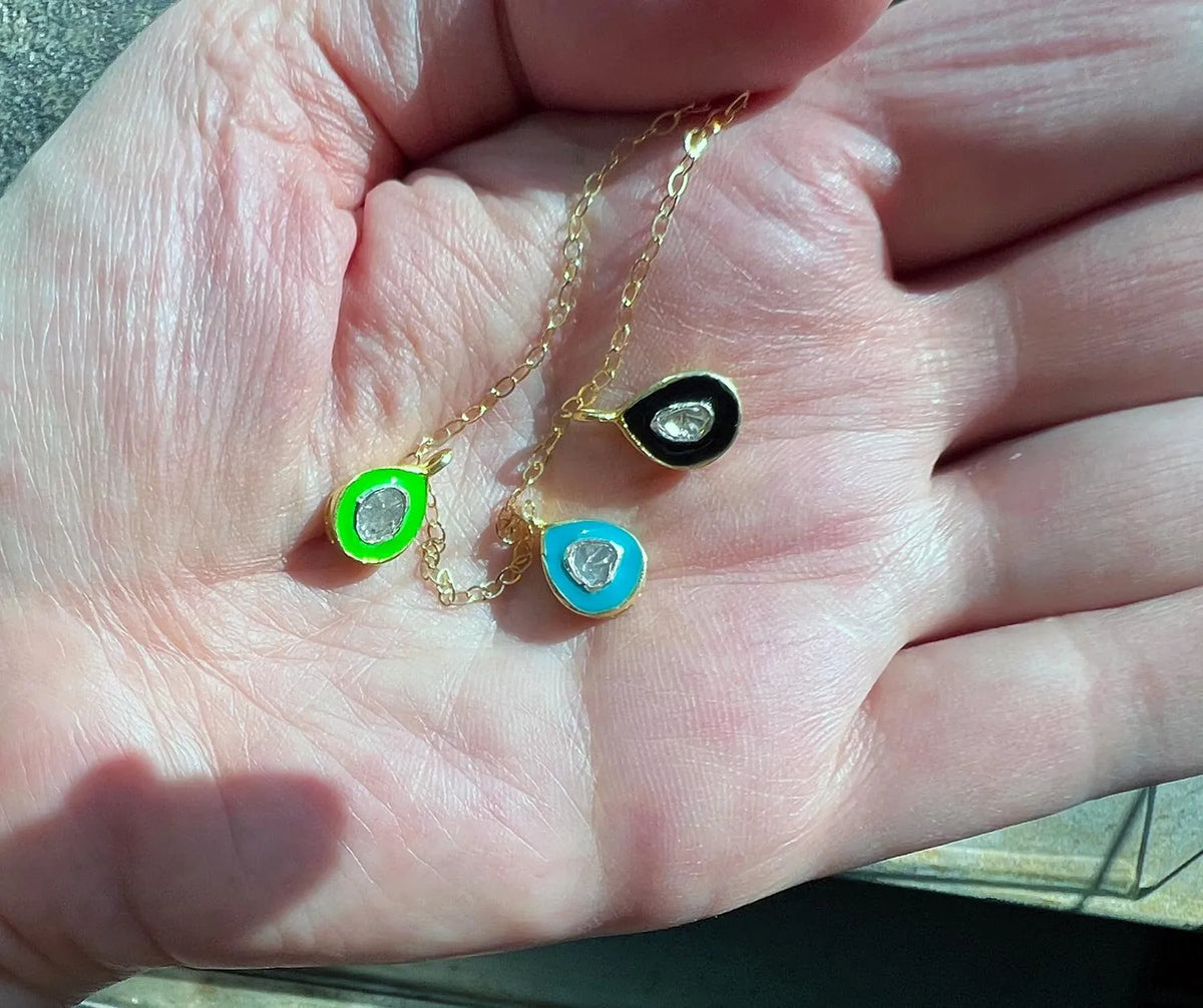 HARLEY Teardrop Shape Diamond Pendant Necklace 18K Gold Overlay