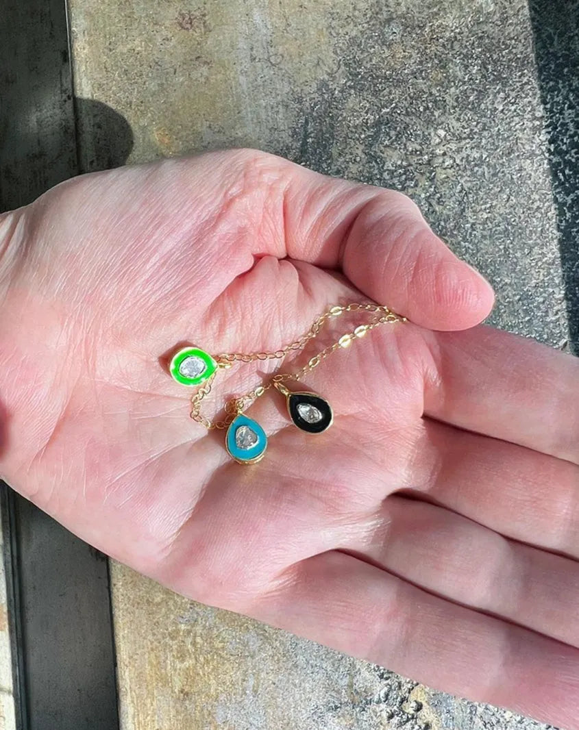 HARLEY Teardrop Shape Diamond Pendant Necklace 18K Gold Overlay