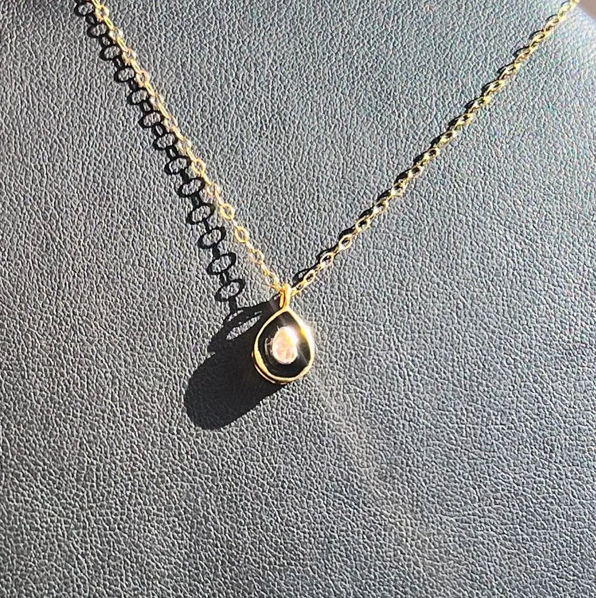 HARLEY Teardrop Shape Diamond Pendant Necklace 18K Gold Overlay