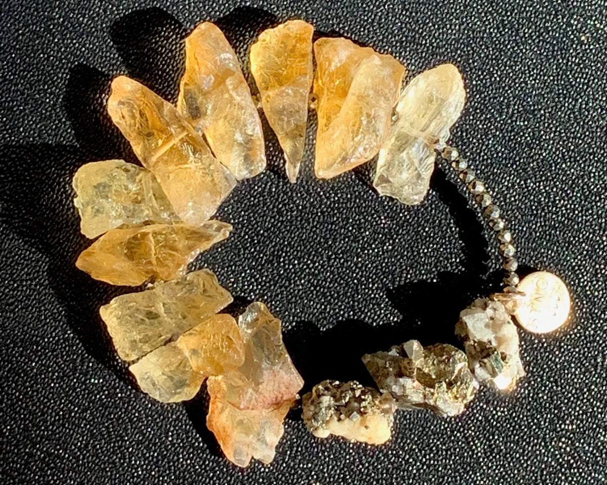 HOLLAND Bracelet Citrine Crystals Pyrite Quartz Stone