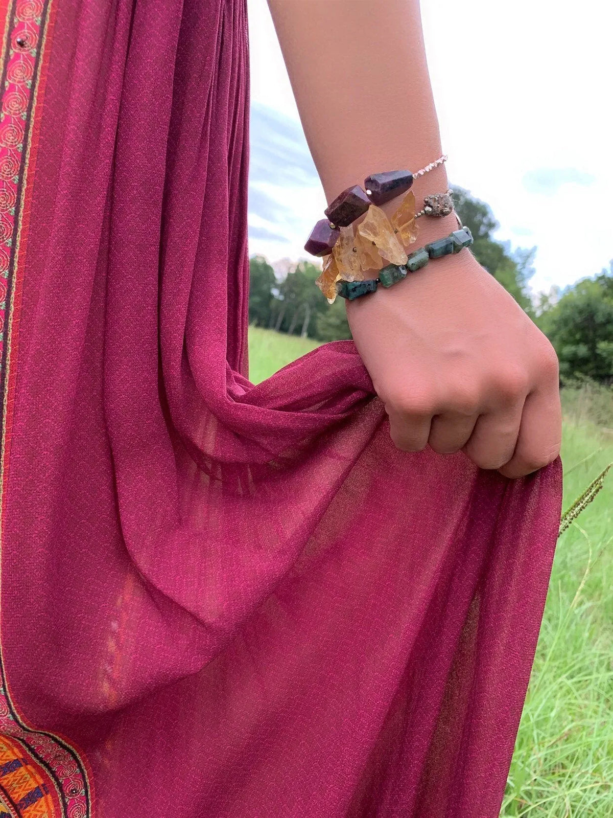 HOLLAND Bracelet Citrine Crystals Pyrite Quartz Stone