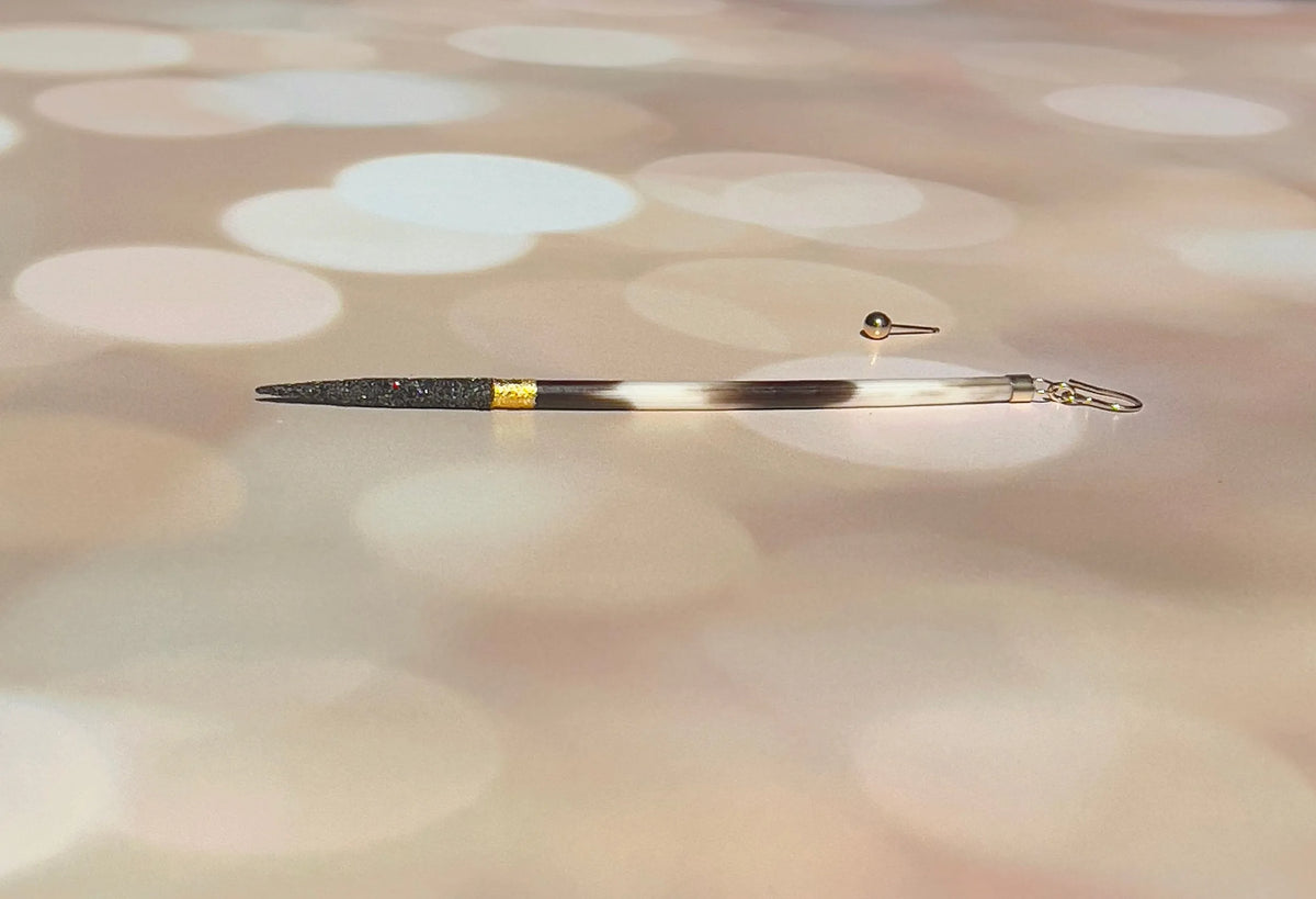 HUNTER Earring Porcupine Quill Black Diamond Dust 24K Gold Leaf