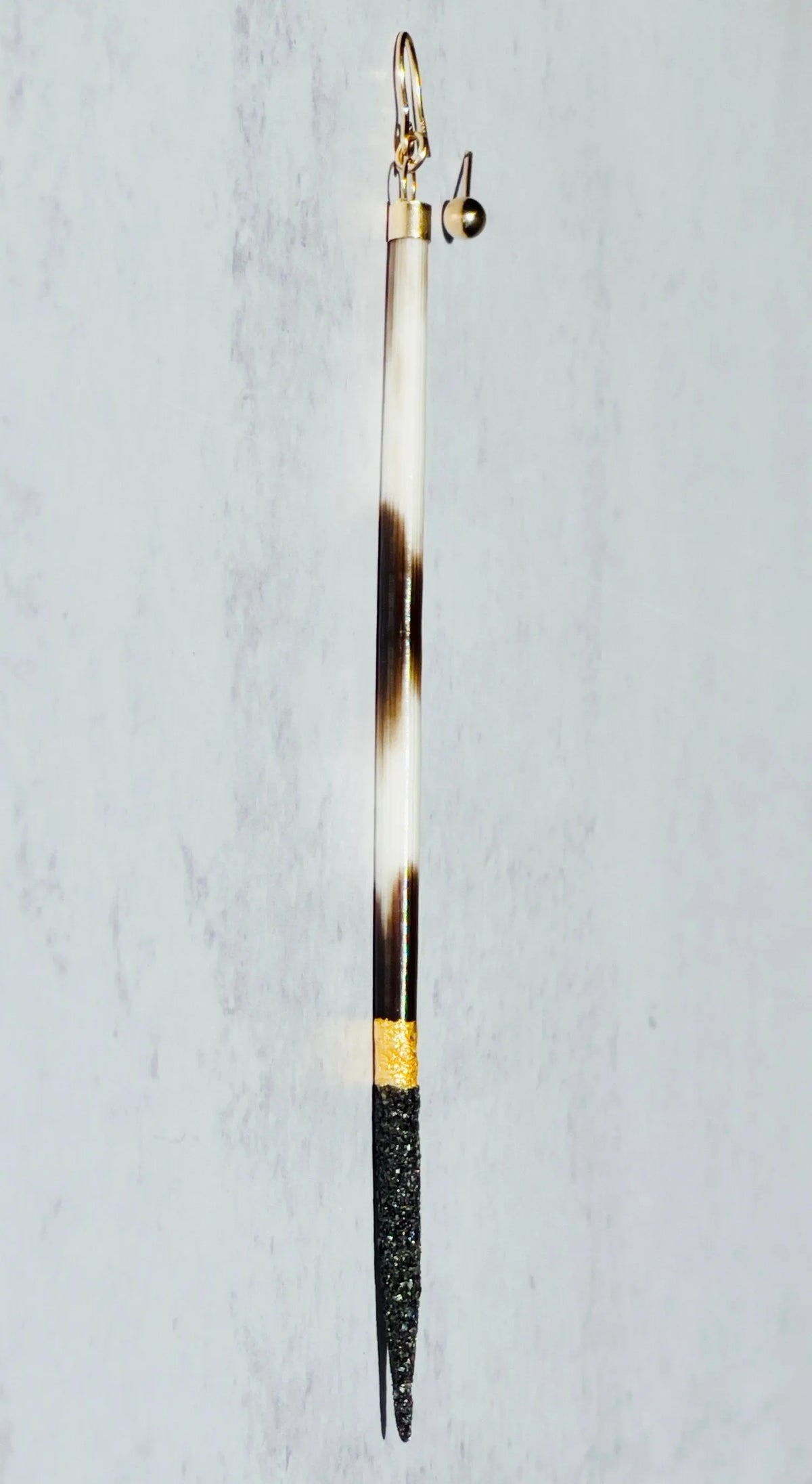 HUNTER Earring Porcupine Quill Black Diamond Dust 24K Gold Leaf