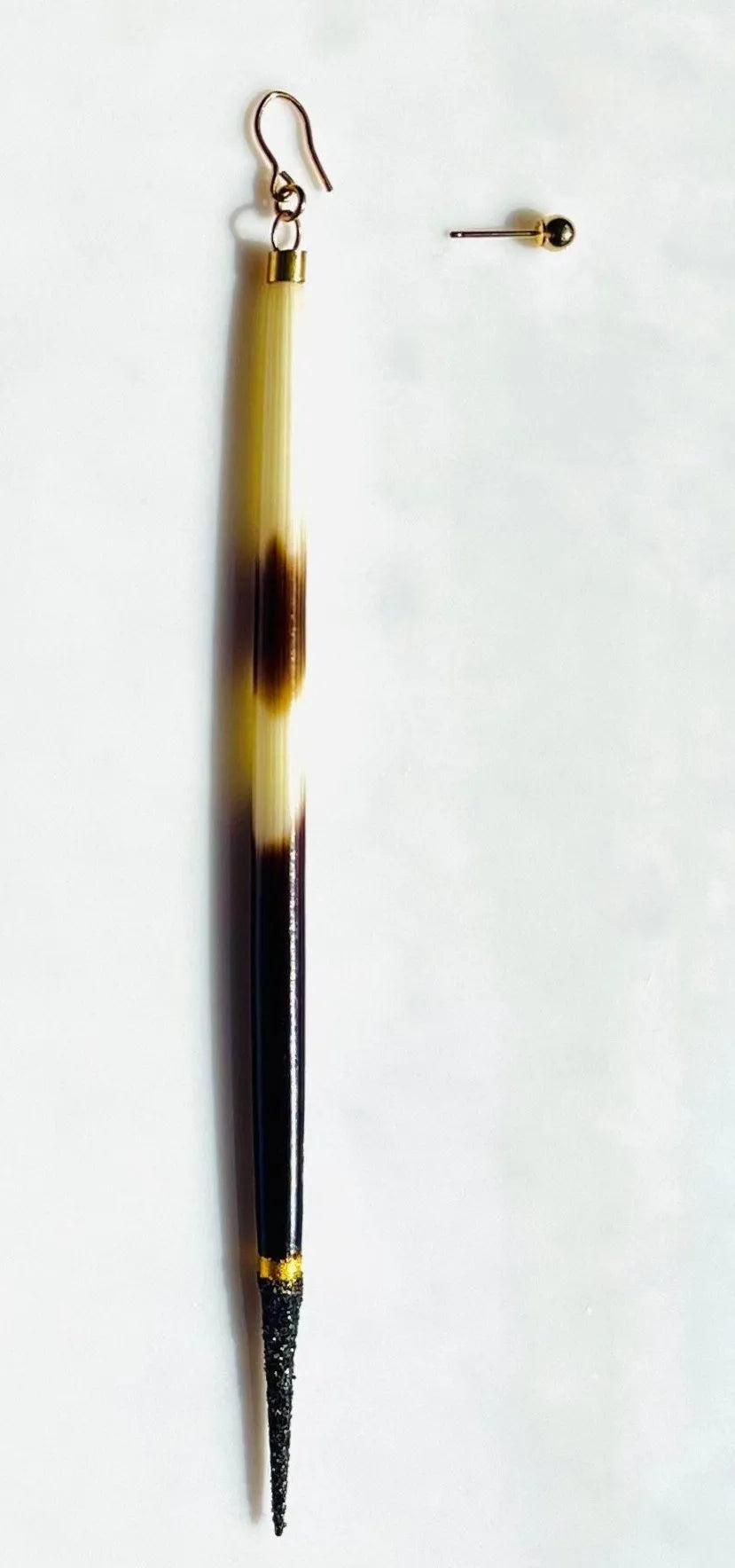 HUNTER Earring Porcupine Quill Black Diamond Dust 24K Gold Leaf