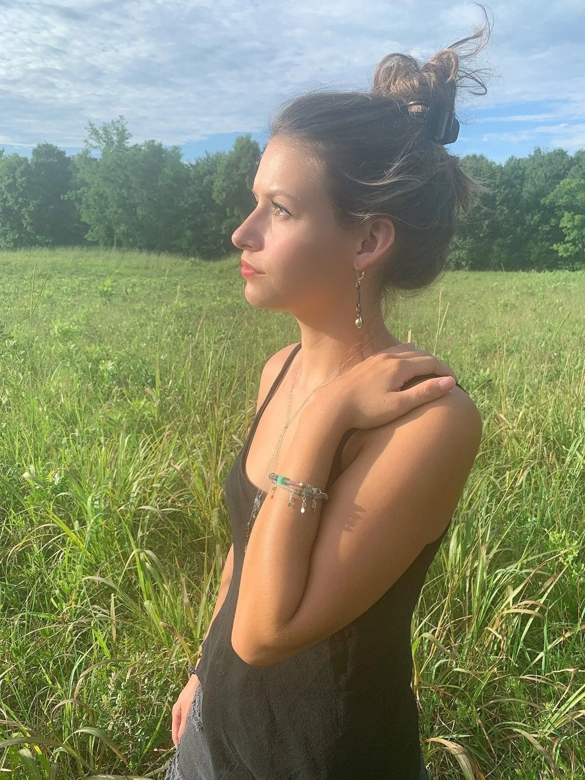 INTUITION (power up) Bracelet Bohemian Style Aquamarine Silver Charm