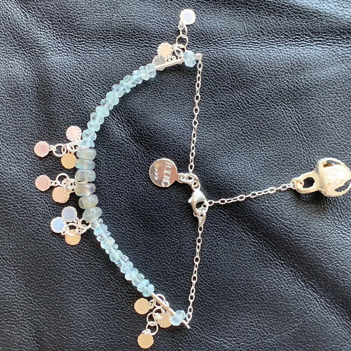 INTUITION (power up) Bracelet Bohemian Style Aquamarine Silver Charm
