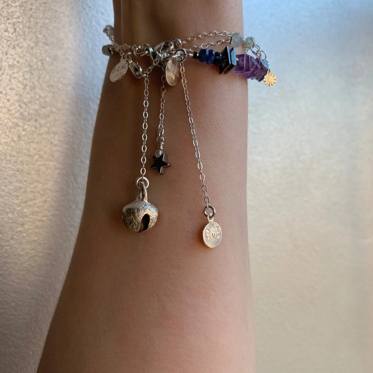 INTUITION (power up) Bracelet Bohemian Style Aquamarine Silver Charm