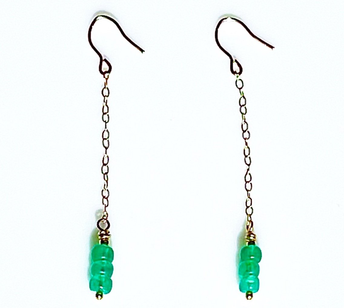 IRELAND Emerald Earrings 14K Gold 14/20 Minimalism Vibe Style
