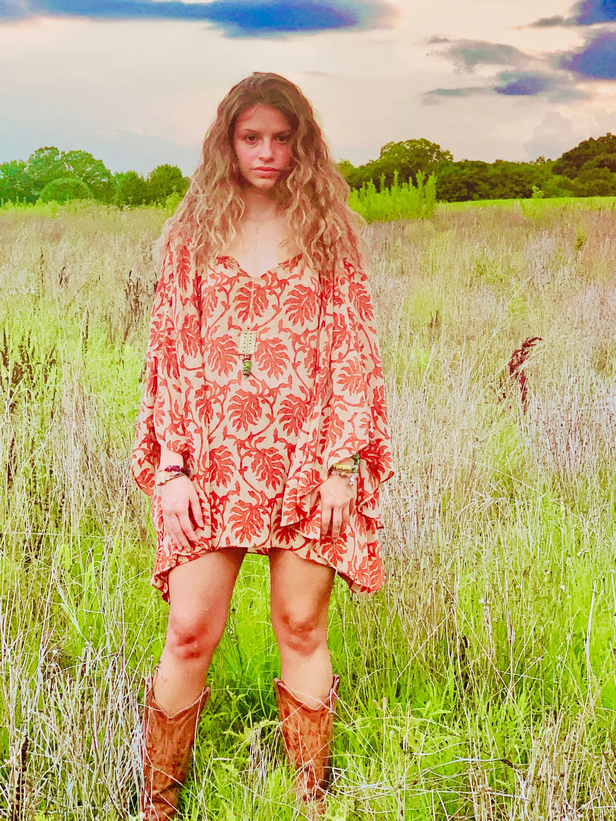 JAMESON Lariat Necklace Antique Brass Charm Fragment Turquoise