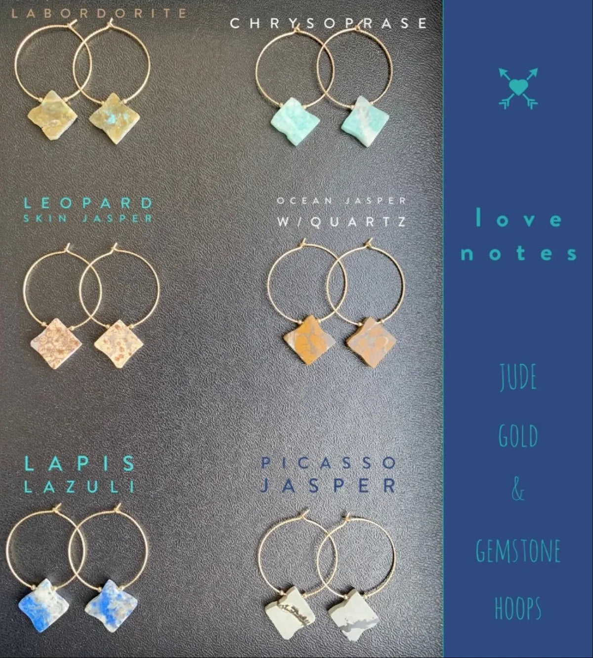 JUDE Gemstone 14K Gold or Sterling Silver Hoops & Beads Resort Gift Spa Minimal Style