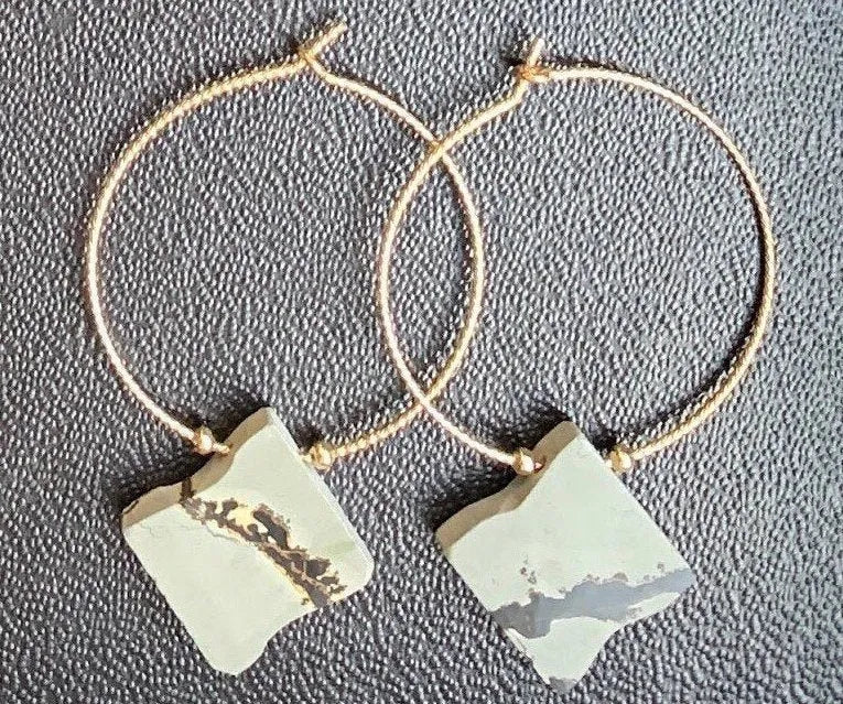 JUDE Gemstone 14K Gold or Sterling Silver Hoops & Beads Resort Gift Spa Minimal Style