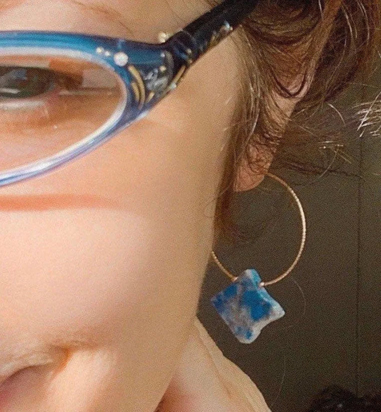 JUDE Gemstone 14K Gold or Sterling Silver Hoops & Beads Resort Gift Spa Minimal Style