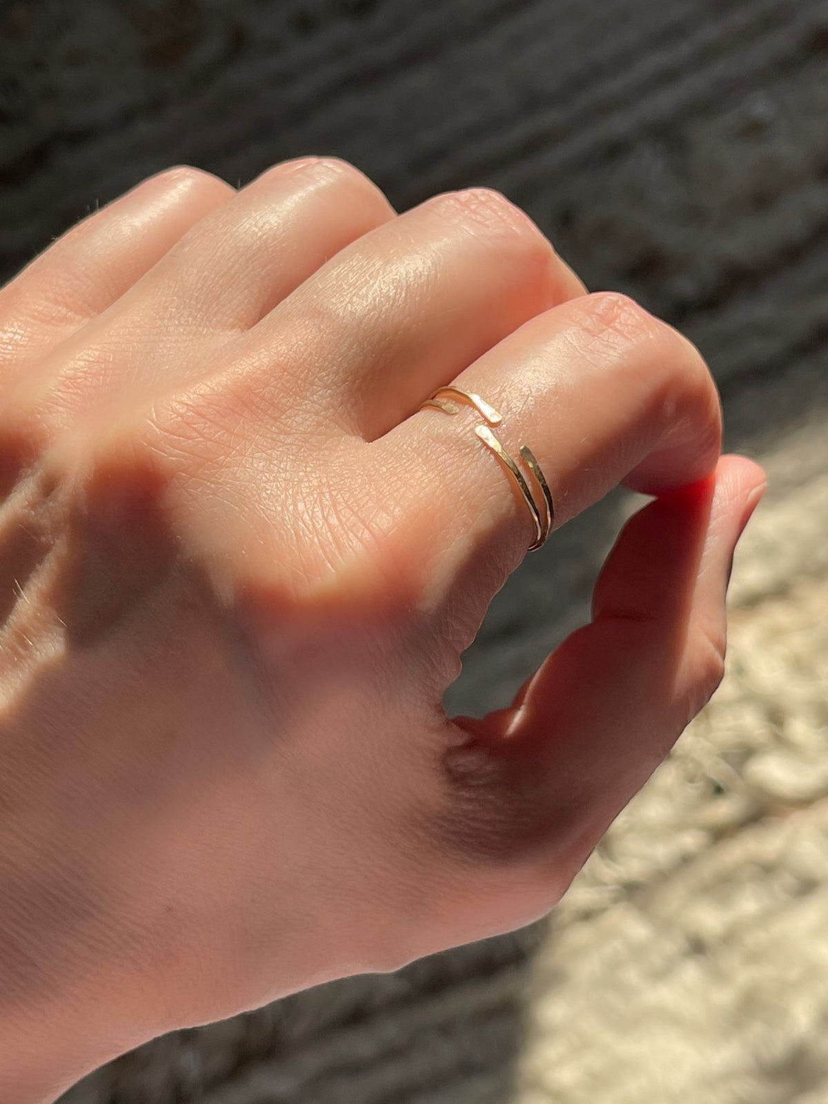 KAI Split Ring Adjustable Hand-Forged Sterling 14K Gold 14/20