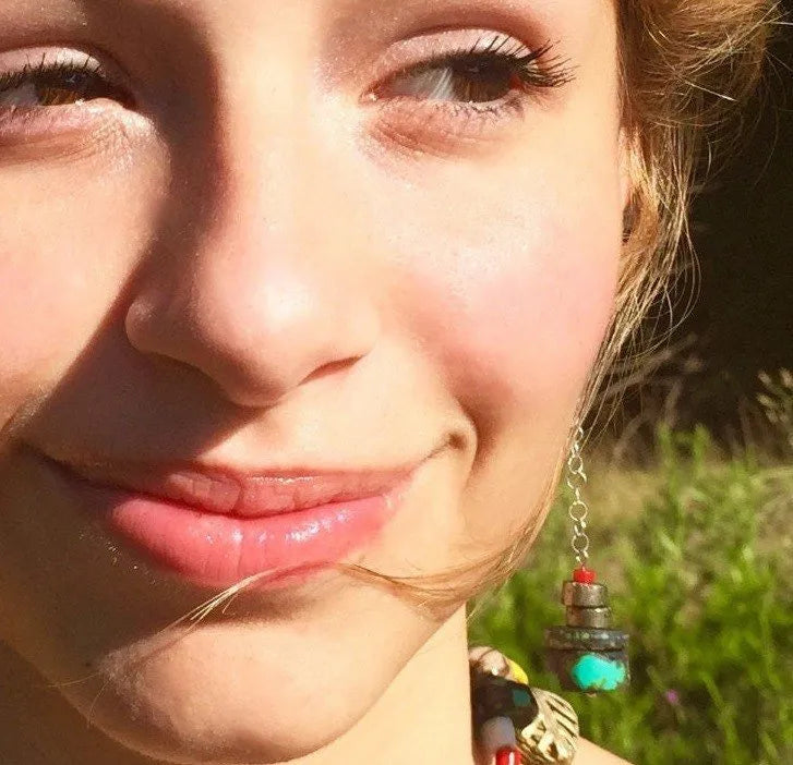 KENNEDY Earrings Beach Resort Turquoise Pyrite Tribal Meets Boho