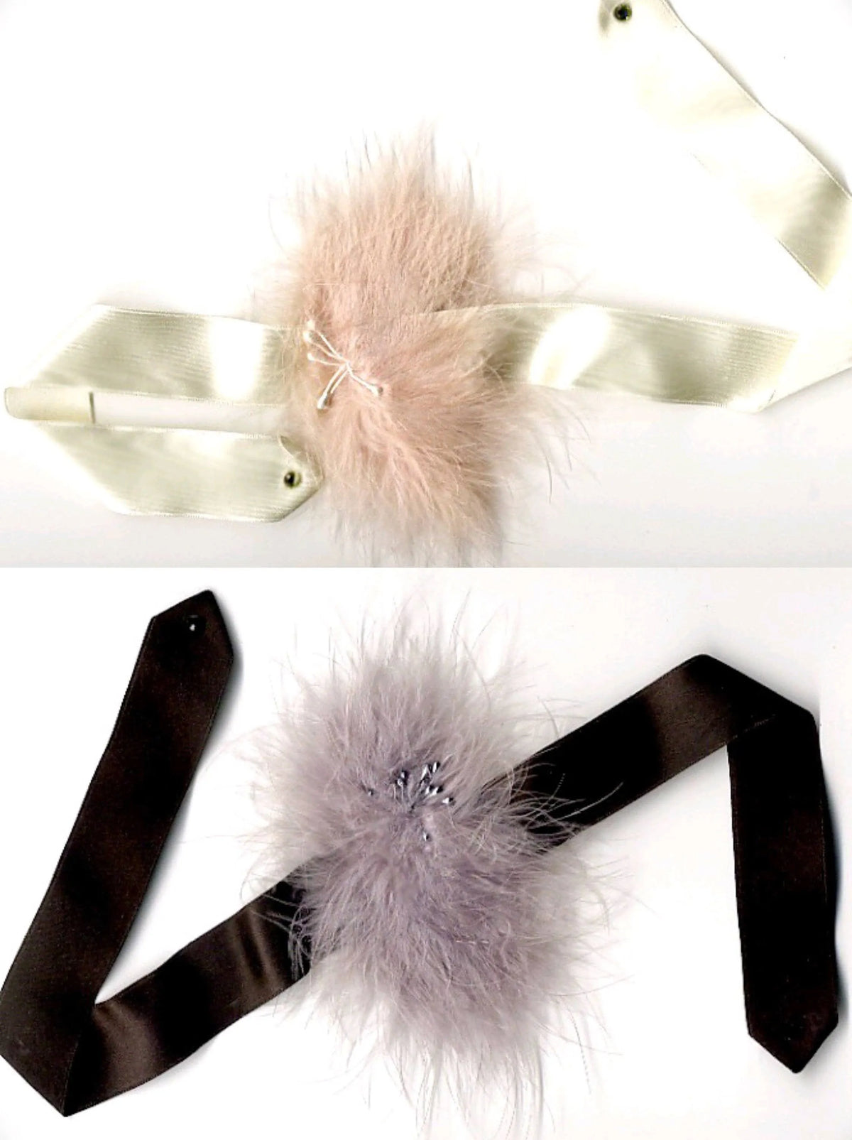 LANE Marabou Puff Feather Choker Convertible Hairband Wristlet Ring