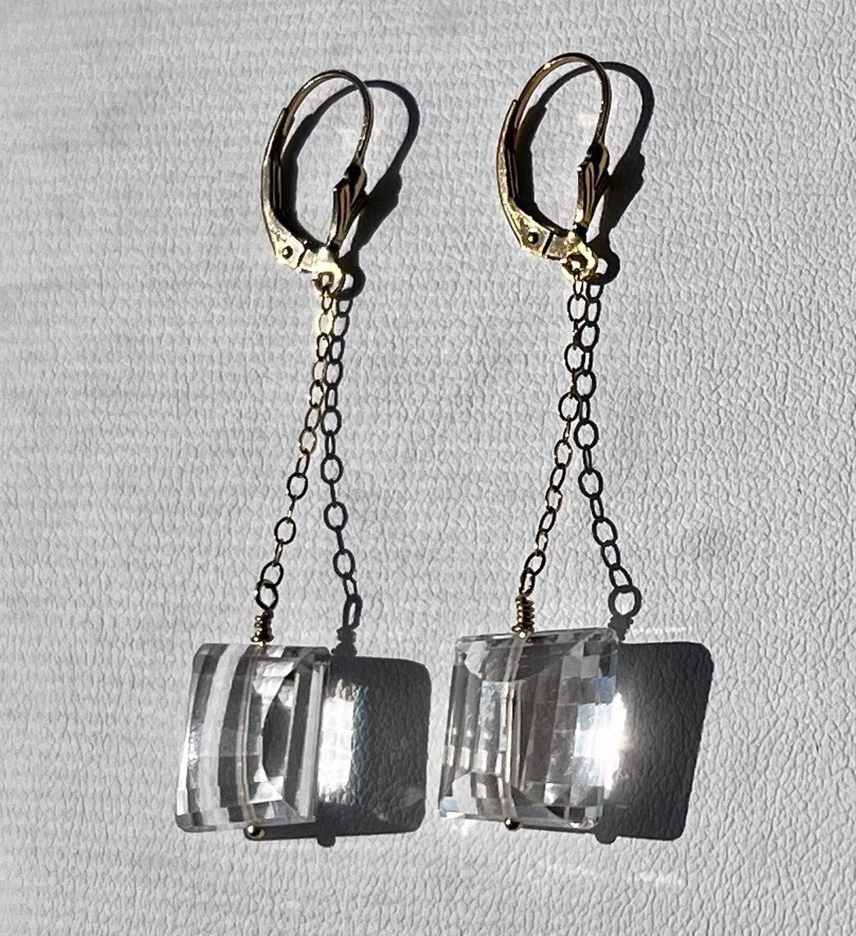 LARISSA Crystal Quartz Earrings Unique Cut Pattern