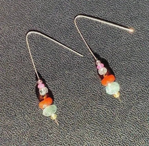 LILY Earrings Carnelian Pink Sapphire Citrine Pyrite Modern Bohemian