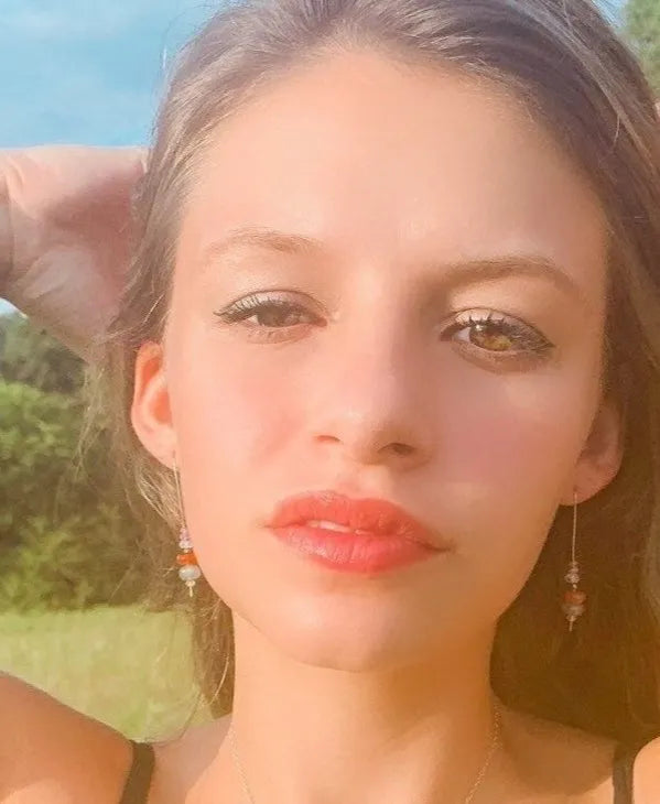 LILY Earrings Carnelian Pink Sapphire Citrine Pyrite Modern Bohemian