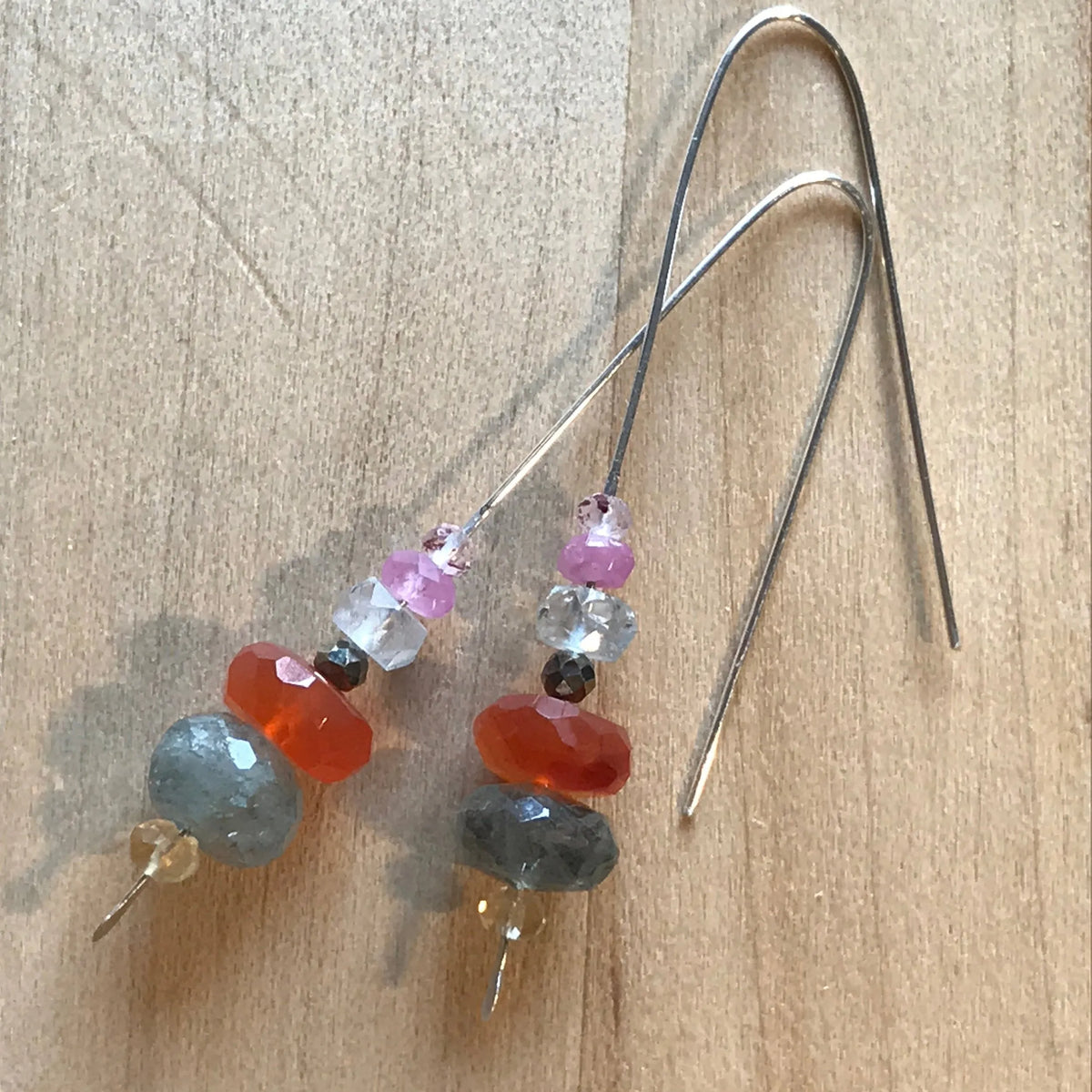 LILY Earrings Carnelian Pink Sapphire Citrine Pyrite Modern Bohemian