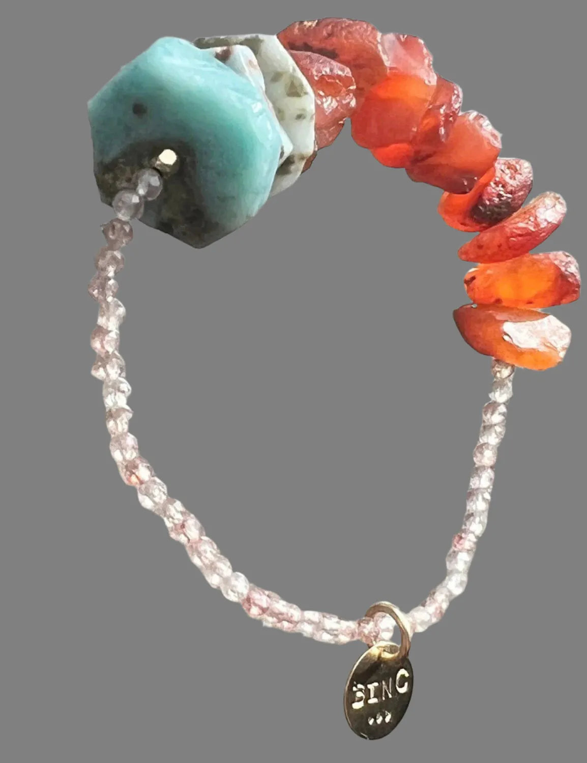 LONDON Inspired Bracelet Carnelian Blue Larimar Strawberry Rose Quartz