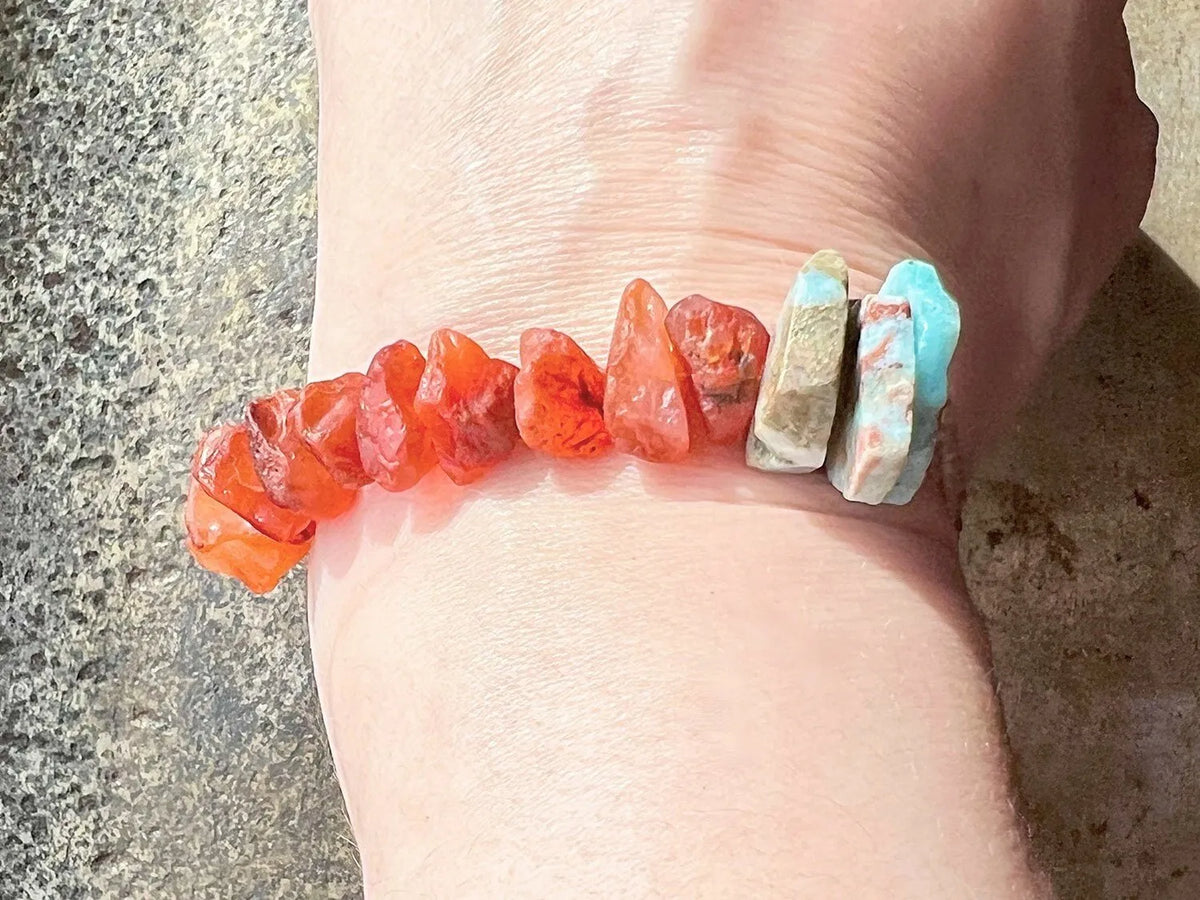 LONDON Inspired Bracelet Carnelian Blue Larimar Strawberry Rose Quartz