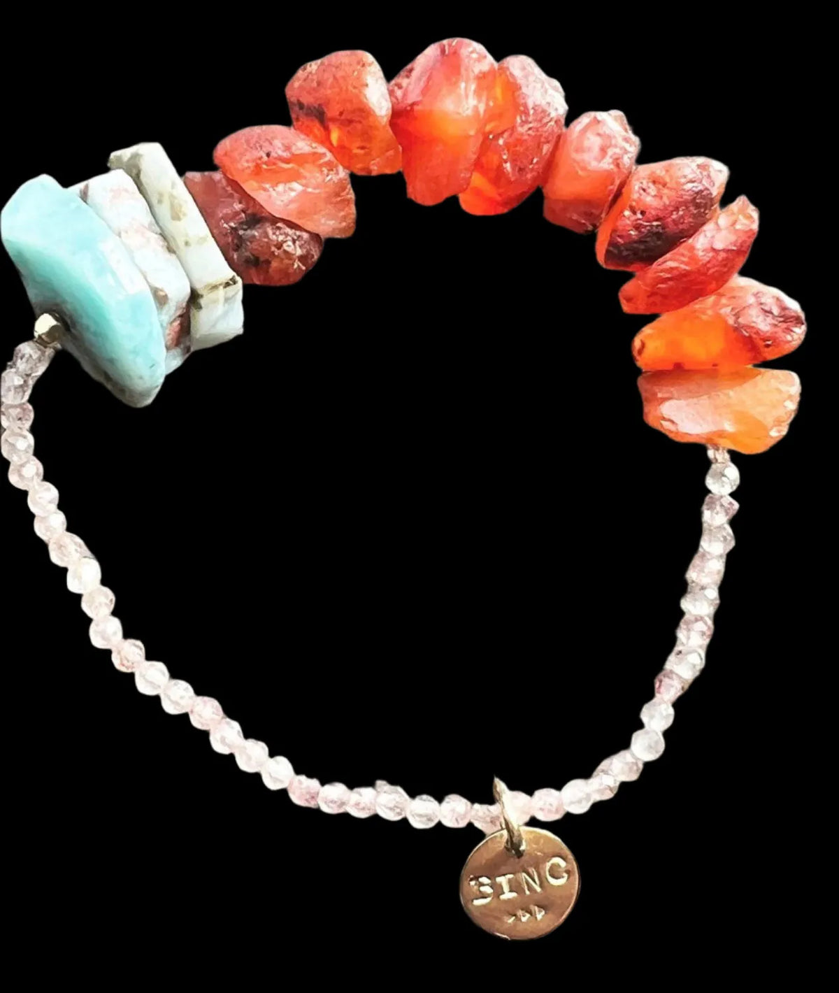 LONDON Inspired Bracelet Carnelian Blue Larimar Strawberry Rose Quartz