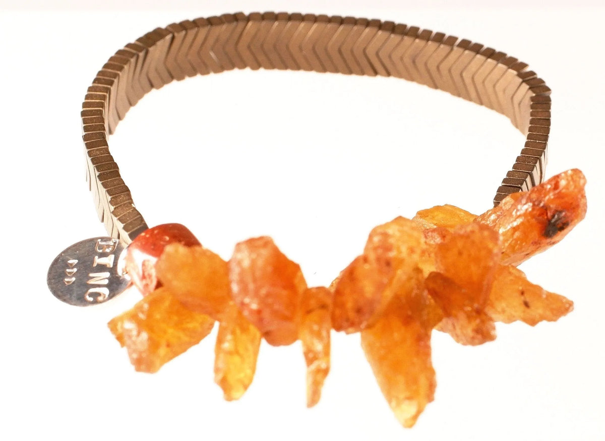 LUCHIA Bracelet Rare Petro Tourmaline Bauxite Hematite Chevron Beads