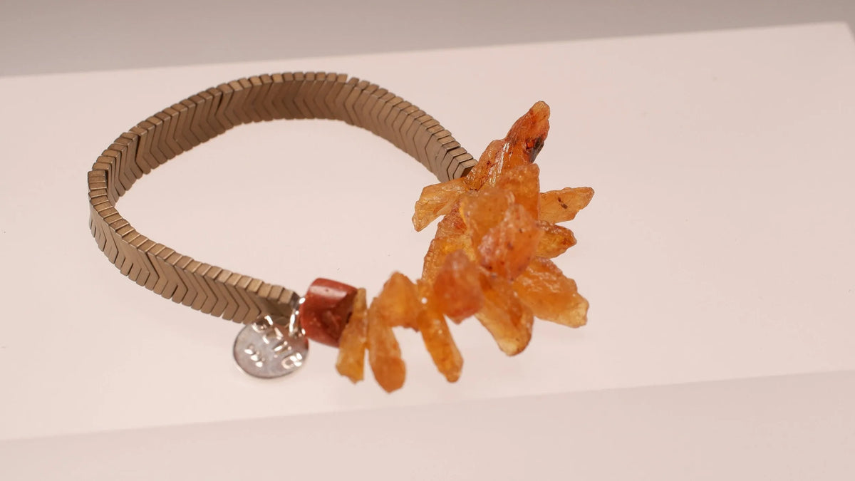 LUCHIA Bracelet Rare Petro Tourmaline Bauxite Hematite Chevron Beads