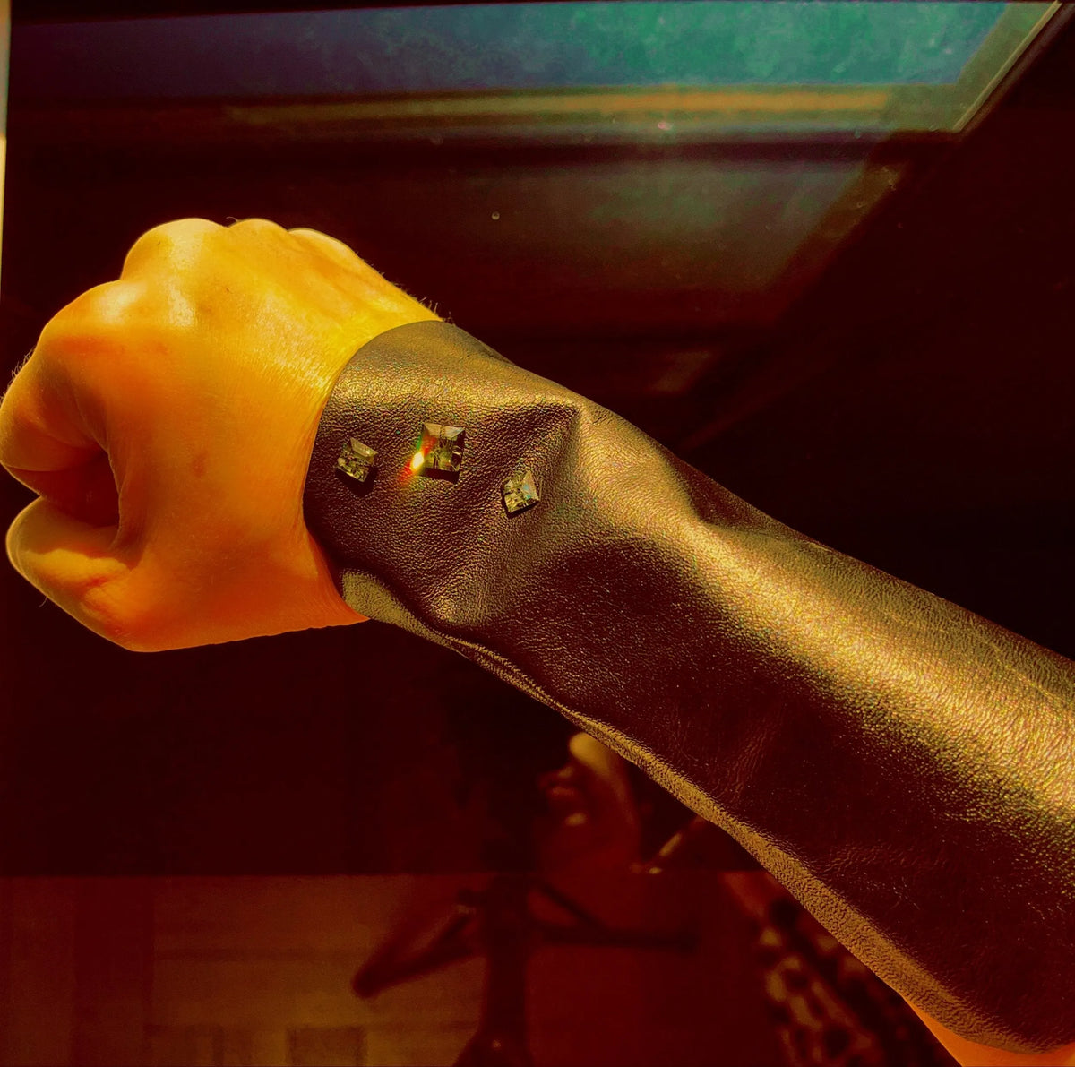 LYNDA Cuff Leather Wrist Upper Arm Sophisticated Rocker Badass