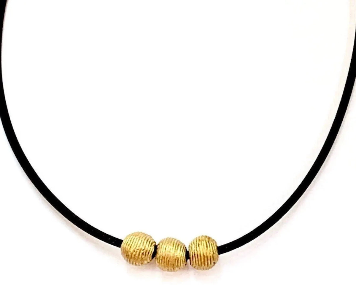 MASON Necklace Beehive Bead Trifecta African Wax-Cast Spheres