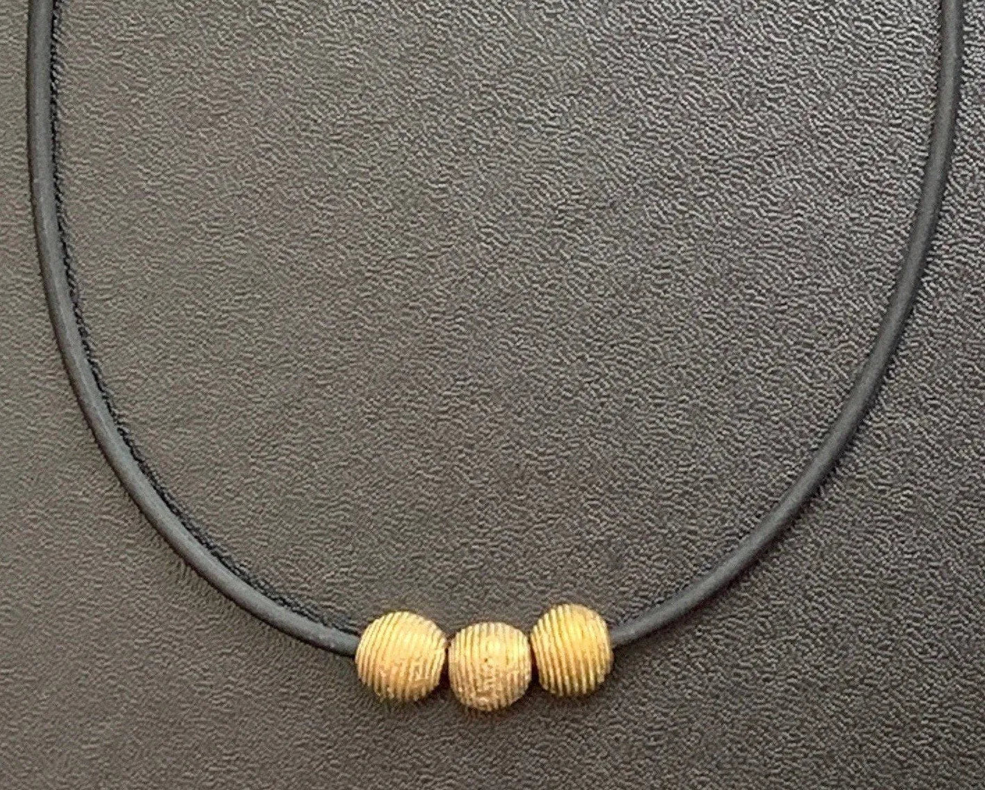 MASON Necklace Beehive Bead Trifecta African Wax-Cast Spheres