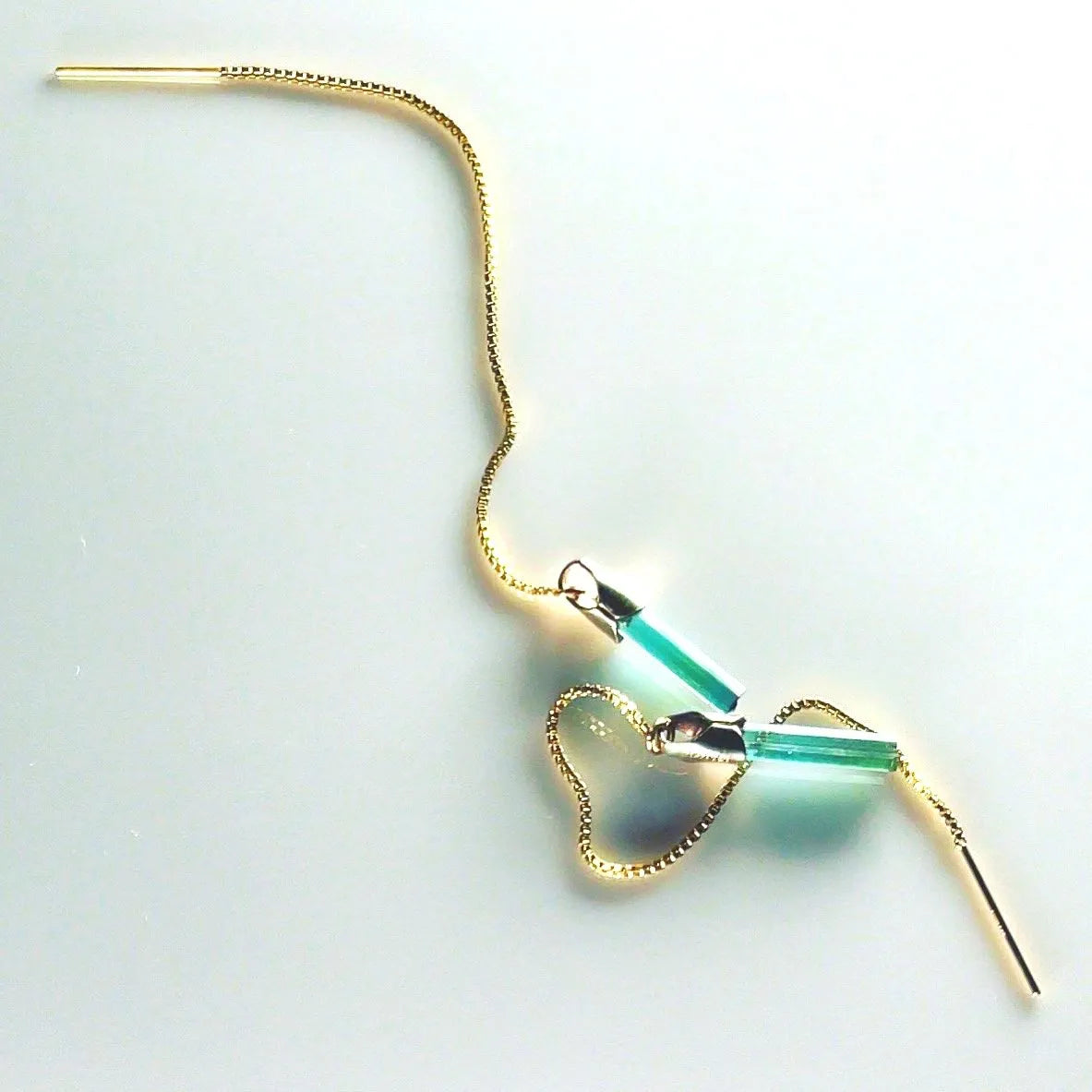 MEADOW Threader Earrings Tourmaline Crystal Gold Chain Indicolite